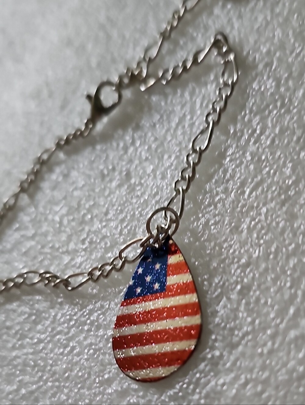 Hand Crafted Red White Blue American Flag Teardrop Bracelet / Anklet